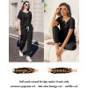 imageEkouaer Lounge Sets for Women 2 Piece Pjs Short Sleeve Pajamas Set Joggers Pants Sleepwear Soft Outfits SXXLBlack