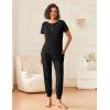 imageEkouaer Lounge Sets for Women 2 Piece Pjs Short Sleeve Pajamas Set Joggers Pants Sleepwear Soft Outfits SXXLBlack