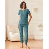 imageEkouaer Lounge Sets for Women 2 Piece Pjs Short Sleeve Pajamas Set Joggers Pants Sleepwear Soft Outfits SXXLBlue Green