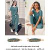 imageEkouaer Lounge Sets for Women 2 Piece Pjs Short Sleeve Pajamas Set Joggers Pants Sleepwear Soft Outfits SXXLBlue Green