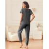 imageEkouaer Lounge Sets for Women 2 Piece Pjs Short Sleeve Pajamas Set Joggers Pants Sleepwear Soft Outfits SXXLDark Grey