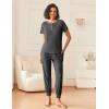 imageEkouaer Lounge Sets for Women 2 Piece Pjs Short Sleeve Pajamas Set Joggers Pants Sleepwear Soft Outfits SXXLDark Grey