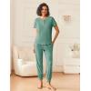 imageEkouaer Lounge Sets for Women 2 Piece Pjs Short Sleeve Pajamas Set Joggers Pants Sleepwear Soft Outfits SXXLGrey Green