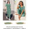 imageEkouaer Lounge Sets for Women 2 Piece Pjs Short Sleeve Pajamas Set Joggers Pants Sleepwear Soft Outfits SXXLGrey Green