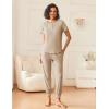 imageEkouaer Lounge Sets for Women 2 Piece Pjs Short Sleeve Pajamas Set Joggers Pants Sleepwear Soft Outfits SXXLKhaki