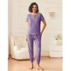 imageEkouaer Lounge Sets for Women 2 Piece Pjs Short Sleeve Pajamas Set Joggers Pants Sleepwear Soft Outfits SXXLLavender