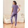 imageEkouaer Lounge Sets for Women 2 Piece Pjs Short Sleeve Pajamas Set Joggers Pants Sleepwear Soft Outfits SXXLLavender