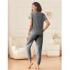 imageEkouaer Lounge Sets for Women 2 Piece Pjs Short Sleeve Pajamas Set Joggers Pants Sleepwear Soft Outfits SXXLMedium Grey