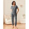 imageEkouaer Lounge Sets for Women 2 Piece Pjs Short Sleeve Pajamas Set Joggers Pants Sleepwear Soft Outfits SXXLMedium Grey