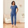 imageEkouaer Lounge Sets for Women 2 Piece Pjs Short Sleeve Pajamas Set Joggers Pants Sleepwear Soft Outfits SXXLNavy Blue