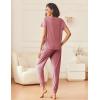 imageEkouaer Lounge Sets for Women 2 Piece Pjs Short Sleeve Pajamas Set Joggers Pants Sleepwear Soft Outfits SXXLOld Rose
