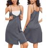 imageEkouaer Maternity Nursing Gown and Robe Set 2 Piece Waffle Breastfeeding Nightgown 3 in 1 Labor and Delivery Hospital GownDark Grey