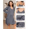 imageEkouaer Maternity Nursing Gown and Robe Set 2 Piece Waffle Breastfeeding Nightgown 3 in 1 Labor and Delivery Hospital GownDark Grey