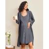 imageEkouaer Maternity Nursing Gown and Robe Set 2 Piece Waffle Breastfeeding Nightgown 3 in 1 Labor and Delivery Hospital GownDark Grey