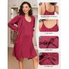 imageEkouaer Maternity Nursing Gown and Robe Set 2 Piece Waffle Breastfeeding Nightgown 3 in 1 Labor and Delivery Hospital GownDark Red