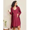 imageEkouaer Maternity Nursing Gown and Robe Set 2 Piece Waffle Breastfeeding Nightgown 3 in 1 Labor and Delivery Hospital GownDark Red