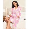 imageEkouaer Maternity Nursing Gown and Robe Set 2 Piece Waffle Breastfeeding Nightgown 3 in 1 Labor and Delivery Hospital GownPink Floral