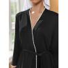 imageEkouaer Robes for Women Knee Length Kimono Bathrobe 34 Sleeve Sleep Robe Cozy Sleepwear with Pockets SXXLBlack