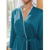 imageEkouaer Robes for Women Knee Length Kimono Bathrobe 34 Sleeve Sleep Robe Cozy Sleepwear with Pockets SXXLBlue Green