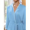 imageEkouaer Robes for Women Knee Length Kimono Bathrobe 34 Sleeve Sleep Robe Cozy Sleepwear with Pockets SXXLLight Blue