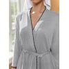 imageEkouaer Robes for Women Knee Length Kimono Bathrobe 34 Sleeve Sleep Robe Cozy Sleepwear with Pockets SXXLLight Gray