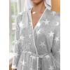 imageEkouaer Robes for Women Knee Length Kimono Bathrobe 34 Sleeve Sleep Robe Cozy Sleepwear with Pockets SXXLLight Gray Star