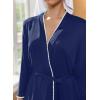 imageEkouaer Robes for Women Knee Length Kimono Bathrobe 34 Sleeve Sleep Robe Cozy Sleepwear with Pockets SXXLNavy Blue