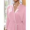 imageEkouaer Robes for Women Knee Length Kimono Bathrobe 34 Sleeve Sleep Robe Cozy Sleepwear with Pockets SXXLPink