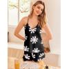 imageEkouaer Satin Pajama Set for Women 2 Piece Camisole Top and Shorts Silk Lingerie with Ruffle Floral NightwearBlack Flower