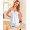 imageEkouaer Satin Pajama Set for Women 2 Piece Camisole Top and Shorts Silk Lingerie with Ruffle Floral NightwearBlue Leopard