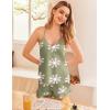 imageEkouaer Satin Pajama Set for Women 2 Piece Camisole Top and Shorts Silk Lingerie with Ruffle Floral NightwearGreen Flower