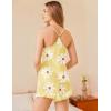 imageEkouaer Satin Pajama Set for Women 2 Piece Camisole Top and Shorts Silk Lingerie with Ruffle Floral NightwearYellow Flower