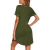 imageEkouaer Womens Nightgown Button Down Sleep Shirts Short Sleeve Nightshirt VNeck Sleepdress Soft SleepwerArmy Green