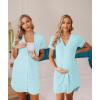 imageEkouaer Womens Nightgown Button Down Sleep Shirts Short Sleeve Nightshirt VNeck Sleepdress Soft SleepwerLight Blue