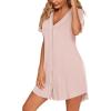 imageEkouaer Womens Nightgown Button Down Sleep Shirts Short Sleeve Nightshirt VNeck Sleepdress Soft SleepwerPink