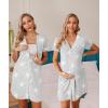 imageEkouaer Womens Nightgown Button Down Sleep Shirts Short Sleeve Nightshirt VNeck Sleepdress Soft SleepwerStars