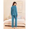 imageEkouaer Womens Pajama Sets 2 Piece Lounge Outfits Soft Long Sleeve Ladies Pjs Loungewear Top and Pants with Pocket SleepwearBlue Green