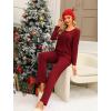 imageEkouaer Womens Pajama Sets 2 Piece Lounge Outfits Soft Long Sleeve Ladies Pjs Loungewear Top and Pants with Pocket SleepwearWine Red