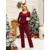 imageEkouaer Womens Pajama Sets 2 Piece Lounge Outfits Soft Long Sleeve Ladies Pjs Loungewear Top and Pants with Pocket SleepwearWine Red