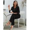 imageEkouaer Womens Velvet Pajamas Set Long Sleeve Button Up Sleepwear Soft 2 Piece Loungewear Pj SetBlack