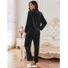 imageEkouaer Womens Velvet Pajamas Set Long Sleeve Button Up Sleepwear Soft 2 Piece Loungewear Pj SetBlack