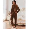 imageEkouaer Womens Velvet Pajamas Set Long Sleeve Button Up Sleepwear Soft 2 Piece Loungewear Pj SetBrown