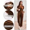 imageEkouaer Womens Velvet Pajamas Set Long Sleeve Button Up Sleepwear Soft 2 Piece Loungewear Pj SetBrown