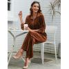 imageEkouaer Womens Velvet Pajamas Set Long Sleeve Button Up Sleepwear Soft 2 Piece Loungewear Pj SetBrown