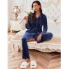 imageEkouaer Womens Velvet Pajamas Set Long Sleeve Button Up Sleepwear Soft 2 Piece Loungewear Pj SetDark Blue