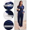 imageEkouaer Womens Velvet Pajamas Set Long Sleeve Button Up Sleepwear Soft 2 Piece Loungewear Pj SetDark Blue