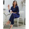 imageEkouaer Womens Velvet Pajamas Set Long Sleeve Button Up Sleepwear Soft 2 Piece Loungewear Pj SetDark Blue