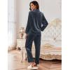 imageEkouaer Womens Velvet Pajamas Set Long Sleeve Button Up Sleepwear Soft 2 Piece Loungewear Pj SetDark Grey