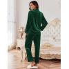 imageEkouaer Womens Velvet Pajamas Set Long Sleeve Button Up Sleepwear Soft 2 Piece Loungewear Pj SetGreen