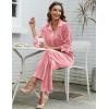 imageEkouaer Womens Velvet Pajamas Set Long Sleeve Button Up Sleepwear Soft 2 Piece Loungewear Pj SetLight Pink